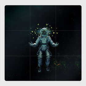 Магнитный плакат 3Х3 с принтом Космонавт и бабочки в космосе в Рязани, Полимерный материал с магнитным слоем | 9 деталей размером 9*9 см | Тематика изображения на принте: cosmos | space | вселенная | звезды | космонавт | космос | млечный путь