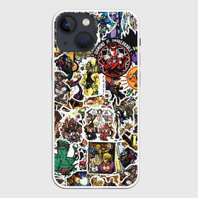 Чехол для iPhone 13 mini с принтом JoJo’s Sticker Bombing в Рязани,  |  | anime | jojo’s bizarre adventure | sticker bombing | аниме | джо джо | жо жо | манга | мультфильм | невероятные приключения джоджо | персонаж | стикер бомбинг