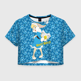 Женская футболка Crop-top 3D с принтом Kooky Christmas в Рязани, 100% полиэстер | круглая горловина, длина футболки до линии талии, рукава с отворотами | bunny | lola | looney | tunes | vdzajul | бани | банни | лола
