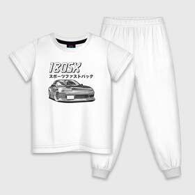 Детская пижама хлопок с принтом Nissan 180SX в Рязани, 100% хлопок |  брюки и футболка прямого кроя, без карманов, на брюках мягкая резинка на поясе и по низу штанин
 | Тематика изображения на принте: jdm | nissan | stance | ниссан | тюнинг