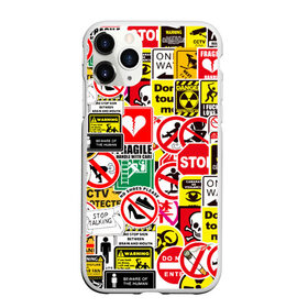 Чехол для iPhone 11 Pro Max матовый с принтом Запрещающие знаки в Рязани, Силикон |  | danger | sticker bombing | запрещающие знаки | опасность | прикол | стикер бомбинг | череп