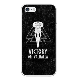 Чехол для iPhone 5/5S матовый с принтом Victory or Valhalla в Рязани, Силикон | Область печати: задняя сторона чехла, без боковых панелей | вальхалла | викинг | ворон | символ | скандинавия | череп | язычество