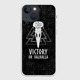 Чехол для iPhone 13 mini с принтом Victory or Valhalla в Рязани,  |  | вальхалла | викинг | ворон | символ | скандинавия | череп | язычество