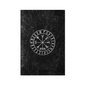 Обложка для паспорта матовая кожа с принтом Вегвизир в Рязани, натуральная матовая кожа | размер 19,3 х 13,7 см; прозрачные пластиковые крепления | амулет | вегвизир | викинги | руны | символ | скандинавия | язычество