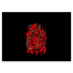 Поздравительная открытка с принтом Death Samurai в Рязани, 100% бумага | плотность бумаги 280 г/м2, матовая, на обратной стороне линовка и место для марки
 | 2077 | art | blood | cyber | cyberpunk | dead | death | demon | japan | mask | ninja | oni | samurai | shadow | shogun | tokyo | warior | арт | воин | война | демон | катана | кибер | киберпанк | кровь | маска | мертвый | ниндзя | путь | самурай