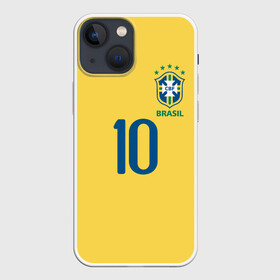 Чехол для iPhone 13 mini с принтом СБОРНАЯ БРАЗИЛИИ ПЕЛЕ в Рязани,  |  | brazil | game | legend | pele | sport | uniform | бразилия | гол | желтый | игра | легенда | мяч | нападающий | пеле | ретро | форма | футбол | чемпион | чемпионат