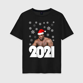 Женская футболка хлопок Oversize с принтом НОВЫЙ ГОД 2021 в Рязани, 100% хлопок | свободный крой, круглый ворот, спущенный рукав, длина до линии бедер
 | 2021 | merry christmas | new year | зима | новый год | праздник | снег | счастливого рождества
