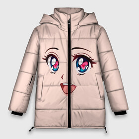 Женская зимняя куртка 3D с принтом Happy anime face в Рязани, верх — 100% полиэстер; подкладка — 100% полиэстер; утеплитель — 100% полиэстер | длина ниже бедра, силуэт Оверсайз. Есть воротник-стойка, отстегивающийся капюшон и ветрозащитная планка. 

Боковые карманы с листочкой на кнопках и внутренний карман на молнии | angry | anime | art | big | eyes | face | girl | kawaii | manga | style | аниме | арт | глаза | девушка | кавай | лицо | манга