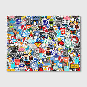 Альбом для рисования с принтом Programming stickers в Рязани, 100% бумага
 | матовая бумага, плотность 200 мг. | css | it | linux | programming | wi fi | код | компьютер | линукс | программирование | профессия | стикер бомбинг