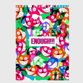 Скетчбук с принтом ENOUGH! в Рязани, 100% бумага
 | 48 листов, плотность листов — 100 г/м2, плотность картонной обложки — 250 г/м2. Листы скреплены сверху удобной пружинной спиралью | cat | colorful | достаточно | кот | красочная | пестрая | улыбающийся кот | хватит | цветастая | цветная | яркая