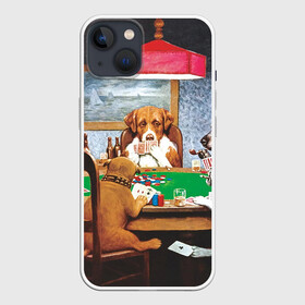 Чехол для iPhone 13 с принтом Собаки играют в покер в Рязани,  |  | a friend in need | art | artist | bets | buldog | cards | chips | dogs | gambling | games | memes | picture | poker | азартные игры | бульдог | друг познается в беде | искусство | картина | карты | мемы | покер | сенбернар | собаки | собачки | ставки