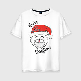 Женская футболка хлопок Oversize с принтом Merry Furry Christmas! в Рязани, 100% хлопок | свободный крой, круглый ворот, спущенный рукав, длина до линии бедер
 | 