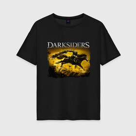 Женская футболка хлопок Oversize с принтом Darksiders (Z) в Рязани, 100% хлопок | свободный крой, круглый ворот, спущенный рукав, длина до линии бедер
 | azrael | darksiders | darksiders 2 | darksiders 3 | griever | silitha | tiamat | ulthane | vulgrim | wrath of war | всадник апокалипсиса | гнев войны | обугленный совет | руина | ультэйн | чёрный молот