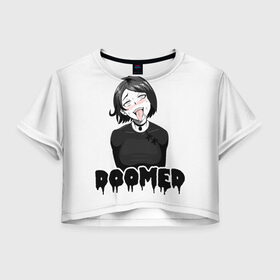 Женская футболка Crop-top 3D с принтом Doomer girl в Рязани, 100% полиэстер | круглая горловина, длина футболки до линии талии, рукава с отворотами | ahegao | boomer | boy | chad | doomer | girl | i know | irony | jacques | post | stonks | zoomer | ахегао | ахэгао | бумер | девушка | думер | жак | зумер | ирония | мем | мемы | парень | пост | постирония | стонкс | тандеркок | фр