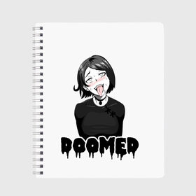 Тетрадь с принтом Doomer girl в Рязани, 100% бумага | 48 листов, плотность листов — 60 г/м2, плотность картонной обложки — 250 г/м2. Листы скреплены сбоку удобной пружинной спиралью. Уголки страниц и обложки скругленные. Цвет линий — светло-серый
 | ahegao | boomer | boy | chad | doomer | girl | i know | irony | jacques | post | stonks | zoomer | ахегао | ахэгао | бумер | девушка | думер | жак | зумер | ирония | мем | мемы | парень | пост | постирония | стонкс | тандеркок | фр