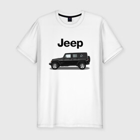 Мужская футболка хлопок Slim с принтом Jeep Wrangler в Рязани, 92% хлопок, 8% лайкра | приталенный силуэт, круглый вырез ворота, длина до линии бедра, короткий рукав | america | avto | car | v8 | машина | скорость