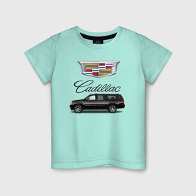 Детская футболка хлопок с принтом Cadillac в Рязани, 100% хлопок | круглый вырез горловины, полуприлегающий силуэт, длина до линии бедер | Тематика изображения на принте: america | avto | cadillac | car | v8 | машина | скорость