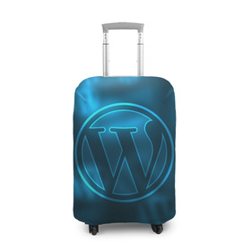 Чехол для чемодана 3D с принтом Вордпресс в Рязани, 86% полиэфир, 14% спандекс | двустороннее нанесение принта, прорези для ручек и колес | cms | wordpress | вордпресс | движок сайта | логотип вордпресс
