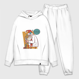 Мужской костюм хлопок OVERSIZE с принтом Санта ученый в Рязани,  |  | christmas | drawing | formula | gifts | new year | santa | santa claus | scientist | новый год | подарки | рисунок | рождество | санта | санта клаус | ученый | формула