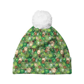 Шапка 3D c помпоном с принтом Новый Год в Рязани, 100% полиэстер | универсальный размер, печать по всей поверхности изделия | christmas | merry christmas | дед мороз | ёлка | елочные шары | игрушки | новый год | подарок | праздник | рождество | с новым годом | санта клаус | снежинки | украшения