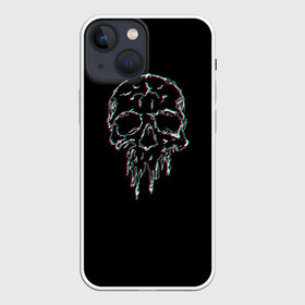 Чехол для iPhone 13 mini с принтом Skull /Glitch/ в Рязани,  |  | bone | glitch | graffite | neon | skull | глитч | голова | граффити | кости | кость | неон | полосы | рисунок | человек | череп