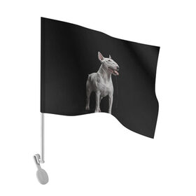 Флаг для автомобиля с принтом Bully в Рязани, 100% полиэстер | Размер: 30*21 см | bull terrier | dog | ears | eyes | fangs | jaw | muzzle | paws | saliva | tongue | бультерьер | глаза | клыки | лапы | нос | пасть | слюна | собака | уши | язык