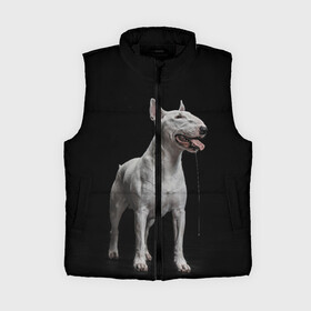 Женский жилет утепленный 3D с принтом Bully в Рязани,  |  | bull terrier | dog | ears | eyes | fangs | jaw | muzzle | paws | saliva | tongue | бультерьер | глаза | клыки | лапы | нос | пасть | слюна | собака | уши | язык