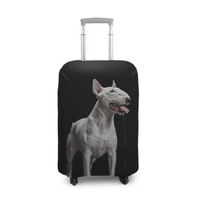 Чехол для чемодана 3D с принтом Bully в Рязани, 86% полиэфир, 14% спандекс | двустороннее нанесение принта, прорези для ручек и колес | bull terrier | dog | ears | eyes | fangs | jaw | muzzle | paws | saliva | tongue | бультерьер | глаза | клыки | лапы | нос | пасть | слюна | собака | уши | язык