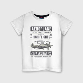 Детская футболка хлопок с принтом Самолет в Рязани, 100% хлопок | круглый вырез горловины, полуприлегающий силуэт, длина до линии бедер | aeroplane | air | show | sky | буквы | небо | самолёт | слова | фразы | цифры | шоу