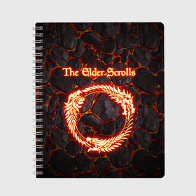 Тетрадь с принтом THE ELDER SCROLLS в Рязани, 100% бумага | 48 листов, плотность листов — 60 г/м2, плотность картонной обложки — 250 г/м2. Листы скреплены сбоку удобной пружинной спиралью. Уголки страниц и обложки скругленные. Цвет линий — светло-серый
 | eld old scroll | old scroll | scrolls skyrim | scrolls v skyrim | the elder online | the elder scrolls | древние свитки. | игра | скайрим | элдер скролс