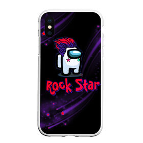 Чехол для iPhone XS Max матовый с принтом Among Us Rock Star в Рязани, Силикон | Область печати: задняя сторона чехла, без боковых панелей | Тематика изображения на принте: 2021 | among us | impostor | space mafia | sus.puffballs united | амонг ас | амонг единорог | в космосе | гринч | импостор | инопланетяне | инопланетянин | новогодний амонг ас | ракета | с новым годом | самозванец | среди нас