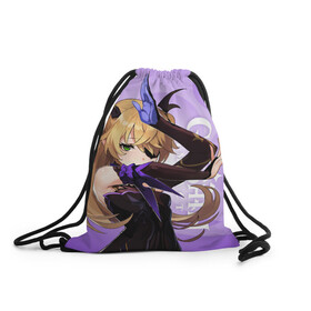 Рюкзак-мешок 3D с принтом GENSHIN IMPACT, ФИШЛЬ в Рязани, 100% полиэстер | плотность ткани — 200 г/м2, размер — 35 х 45 см; лямки — толстые шнурки, застежка на шнуровке, без карманов и подкладки | fischl | genshin impact | геншин импакт | игры | персонажи | фишль