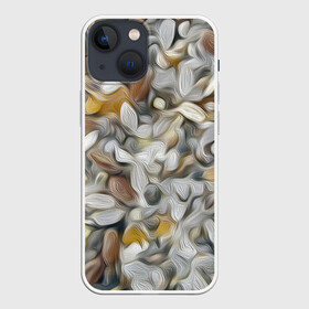 Чехол для iPhone 13 mini с принтом желто серый каменный узор в Рязани,  |  | abstraction | pebbles | stones | texture | абстракция | галька | камни | мазки | текстура