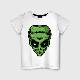 Детская футболка хлопок с принтом Alien Frankenstein в Рязани, 100% хлопок | круглый вырез горловины, полуприлегающий силуэт, длина до линии бедер | alien | frankenstein | monster | zombie | зомби | инопланетянин | монстр | нло | пришелец | франкенштейн | чудовище