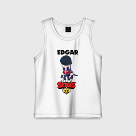 Детская майка хлопок с принтом BRAWL STARS EDGAR. в Рязани,  |  | Тематика изображения на принте: 8 bit | brawl stars | byron | colette | crow | edgar | gale | leon | max | mr.p | sally leon | shark | virus 8 bit | werewolf leon | акула | байрон | берли | бравл старс | ворон | коллет | макс | оборотень | эдгар