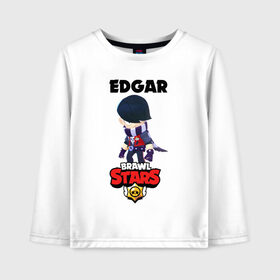 Детский лонгслив хлопок с принтом BRAWL STARS EDGAR. в Рязани, 100% хлопок | круглый вырез горловины, полуприлегающий силуэт, длина до линии бедер | 8 bit | brawl stars | byron | colette | crow | edgar | gale | leon | max | mr.p | sally leon | shark | virus 8 bit | werewolf leon | акула | байрон | берли | бравл старс | ворон | коллет | макс | оборотень | эдгар