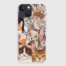 Чехол для iPhone 13 mini с принтом Котики в Рязани,  |  | cat | cats | cosmos | kitten | mem | memes | rose | roses | глаза | глазки | киска | космос | кот | котёнок | котик | котики | котэ | котята | кошак | кошка | кошки | красивая | мем | мемчики | милая | прикольная | розы | светлая