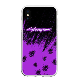 Чехол для iPhone XS Max матовый с принтом Cyberpunk neon. в Рязани, Силикон | Область печати: задняя сторона чехла, без боковых панелей | Тематика изображения на принте: cd project red | cyberpunk 2077 | keanu reeves | samurai | киану ривз | киберпанк 2077 | самураи