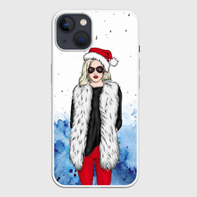 Чехол для iPhone 13 с принтом Леди Зима в Рязани,  |  | new year | арт | графика | дед мороз | зима | новый год | рождество | санта