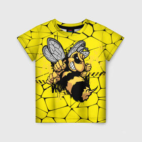 Детская футболка 3D с принтом Дикая пчела в Рязани, 100% гипоаллергенный полиэфир | прямой крой, круглый вырез горловины, длина до линии бедер, чуть спущенное плечо, ткань немного тянется | Тематика изображения на принте: дикая пчела | жало | мед | насекомые | опасность | соты | текстура | шершень