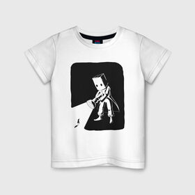 Детская футболка хлопок с принтом little nightmares в Рязани, 100% хлопок | круглый вырез горловины, полуприлегающий силуэт, длина до линии бедер | Тематика изображения на принте: пакет | персонаж | фонарь