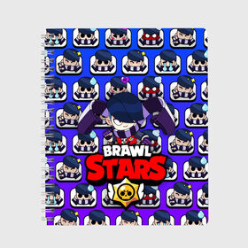 Тетрадь с принтом BRAWL STARS EDGAR в Рязани, 100% бумага | 48 листов, плотность листов — 60 г/м2, плотность картонной обложки — 250 г/м2. Листы скреплены сбоку удобной пружинной спиралью. Уголки страниц и обложки скругленные. Цвет линий — светло-серый
 | Тематика изображения на принте: 8 bit | brawl stars | crow | crow phoenix. | leon | leon shark | бравл старс | браво старс | ворон | игра бравл | леон | леон шарк | оборотень