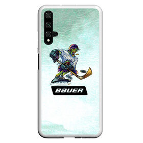 Чехол для Honor 20 с принтом BAUER в Рязани, Силикон | Область печати: задняя сторона чехла, без боковых панелей | Тематика изображения на принте: bauer | бауэр | зима | зомби | игра | клюшка | коньки | лёд | спортсмен | хоккеист | хоккей | шайба