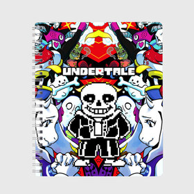 Тетрадь с принтом UNDERTALE в Рязани, 100% бумага | 48 листов, плотность листов — 60 г/м2, плотность картонной обложки — 250 г/м2. Листы скреплены сбоку удобной пружинной спиралью. Уголки страниц и обложки скругленные. Цвет линий — светло-серый
 | undertale | андертейл | игра андертейл | игра. | русский андертейл | тоби фокс