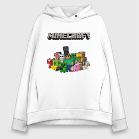 Женское худи Oversize хлопок с принтом MINECRAFT в Рязани, френч-терри — 70% хлопок, 30% полиэстер. Мягкий теплый начес внутри —100% хлопок | боковые карманы, эластичные манжеты и нижняя кромка, капюшон на магнитной кнопке | minecraft | аид | алмазы | игра майнкрафт | компот | компот. | майнкрафт | нуб | скин