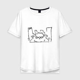 Мужская футболка хлопок Oversize с принтом Курсэд Кэтс Семь в Рязани, 100% хлопок | свободный крой, круглый ворот, “спинка” длиннее передней части | cat | community | electronic mushroom | meme