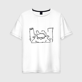 Женская футболка хлопок Oversize с принтом Курсэд Кэтс Семь в Рязани, 100% хлопок | свободный крой, круглый ворот, спущенный рукав, длина до линии бедер
 | cat | community | electronic mushroom | meme