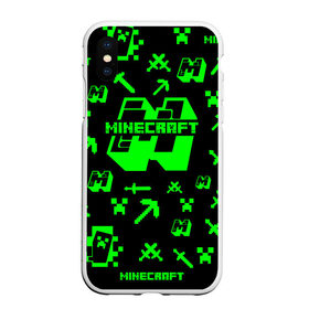 Чехол для iPhone XS Max матовый с принтом Minecraft в Рязани, Силикон | Область печати: задняя сторона чехла, без боковых панелей | minecraft | алекс | белый | блоки | ведьма | взрывчатка | визера | волк | гаст | добывать | дракон | зеленый куб | зомби | игра | крафт | крипер | кубики | лошадка | майн | майнкрафт | манкрафт | овечка | оцелот