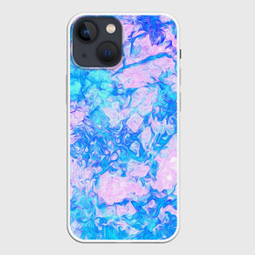 Чехол для iPhone 13 mini с принтом Нежные краски в Рязани,  |  | abstract | blue | casual | casual style | pink | texture | абстрактный рисунок | абстракция | блики | брызги | вода | волны | градиент | краски | мазки | море | морская | пастельные цвета | повседневный | пятна красок