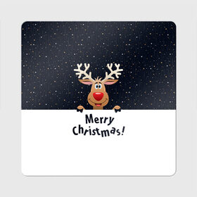 Магнит виниловый Квадрат с принтом Merry Christmas в Рязани, полимерный материал с магнитным слоем | размер 9*9 см, закругленные углы | christmas | merry christmas | santa claus | дед мороз | ёлка | новогодние олени | новый год | оленёнок бэмби | оленёнок рудольф | орнамент | с новым годом | санта клаус | свитер с оленями | снегурочка | снежинки | узоры